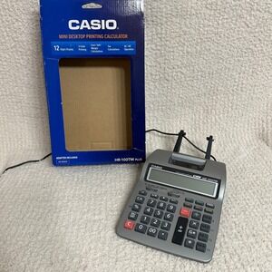 Casio HR-100TM Plus Printing Calculator Desktop 12-Digit Adapter Included Tested